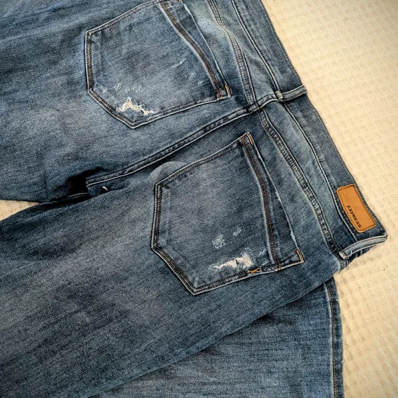 Express Blue Boot Cut Jeans with Vintage Distressing - Picture 4 of 6